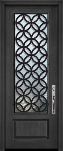 WDMA 36x96 Door (3ft by 8ft) Exterior Cherry Pro 96in 1 Panel 3/4 Lite Eclectic Steel Grille Door 1