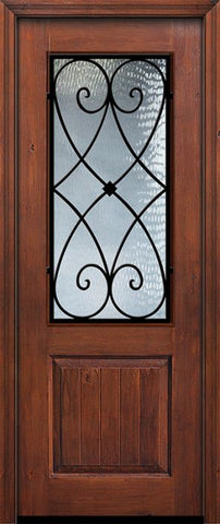 WDMA 36x96 Door (3ft by 8ft) Exterior Knotty Alder IMPACT |96in 1 Panel 2/3 Lite Charleston Door 1