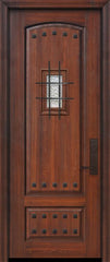 WDMA 36x96 Door (3ft by 8ft) Exterior Cherry 96in 2 Panel Arch or Knotty Alder Door with Speakeasy / Clavos 1