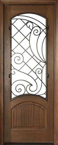WDMA 36x96 Door (3ft by 8ft) Exterior Swing Mahogany Aberdeen Single Door w Iron #1 Right 1