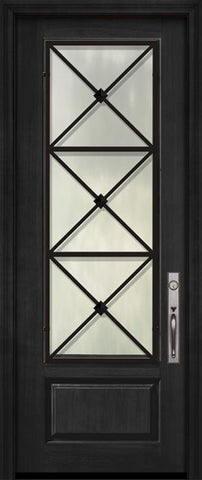 WDMA 36x96 Door (3ft by 8ft) Exterior Cherry 96in 1 Panel 3/4 Lite Republic Door 1