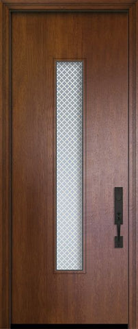 WDMA 36x96 Door (3ft by 8ft) Exterior Mahogany 96in Malibu Solid Contemporary Door w/Metal Grid 1