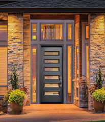 WDMA 36x96 Door (3ft by 8ft) Exterior 96in ThermaPlus Steel Beverly Contemporary Door w/Textured Glass 2