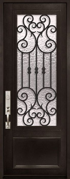 WDMA 36x96 Door (3ft by 8ft) Exterior 36in x 96in Marbella 3/4 Lite Single Wrought Iron Entry Door 1