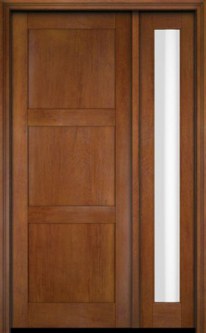 WDMA 38x80 Door (3ft2in by 6ft8in) Exterior Swing Mahogany Modern 3 Flat Panel Shaker Single Entry Door Sidelight 4