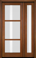 WDMA 38x80 Door (3ft2in by 6ft8in) Exterior Swing Mahogany 3 Lite Windermere Shaker Single Entry Door Sidelight 4