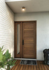 WDMA 38x80 Door (3ft2in by 6ft8in) Exterior Swing Mahogany Modern 5 Flat Panel Shaker Single Entry Door Sidelight 4