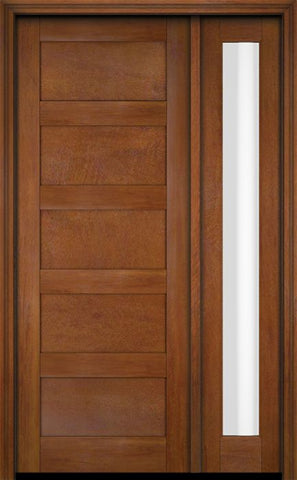 WDMA 38x80 Door (3ft2in by 6ft8in) Exterior Swing Mahogany Modern 5 Flat Panel Shaker Single Entry Door Sidelight 5