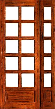 WDMA 38x96 Door (3ft2in by 8ft) French Tropical Hardwood Rustic-10-lite-P/B Solid Wood IG Glass Sidelight Door 1