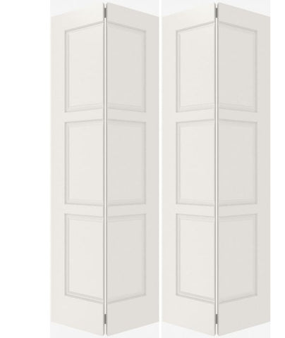 WDMA 40x84 Door (3ft4in by 7ft) Interior Barn Smooth 3100 MDF 3 Panel Double Door 2