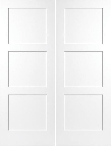 WDMA 40x96 Door (3ft4in by 8ft) Interior Barn Smooth 96in Birkdale 3 Panel Shaker Solid Core Double Door|1-3/8in Thick 1
