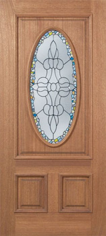 WDMA 42x80 Door (3ft6in by 6ft8in) Exterior Mahogany Maryvale Single Door w/ Tiffany Glass 1