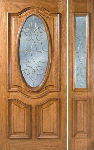 WDMA 42x80 Door (3ft6in by 6ft8in) Exterior Mahogany La Jolla Single Door/1side w/ OC Glass 1