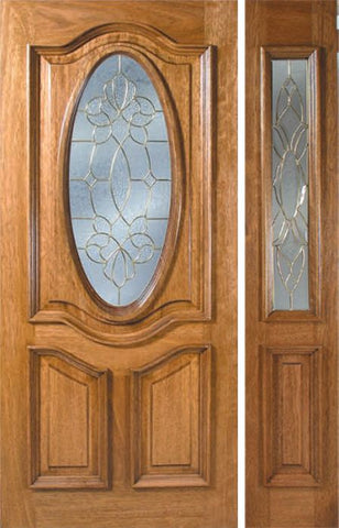 WDMA 42x80 Door (3ft6in by 6ft8in) Exterior Mahogany La Jolla Single Door/1side w/ BO Glass - 6ft8in Tall 1