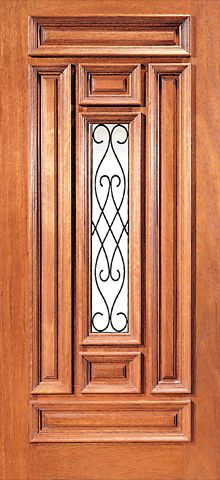 WDMA 42x80 Door (3ft6in by 6ft8in) Exterior Mahogany Center Lite Single Door with Decorative Ironwork 1