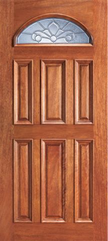 WDMA 42x80 Door (3ft6in by 6ft8in) Exterior Mahogany Fan Lite Front Single Door with Insulated Beveled Glass 1