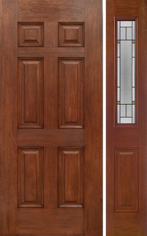 WDMA 42x80 Door (3ft6in by 6ft8in) Exterior Mahogany Six Panel Single Entry Door Sidelight 1/2 Lite w/ TP Glass 1