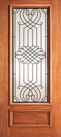 WDMA 42x80 Door (3ft6in by 6ft8in) Exterior Mahogany Designer Iron Scrollwork Glass Single Door  1
