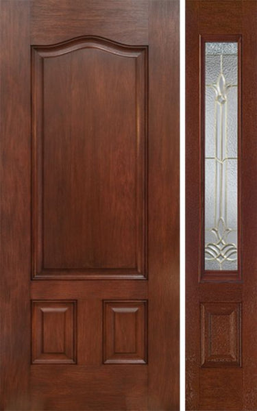 WDMA 42x80 Door (3ft6in by 6ft8in) Exterior Mahogany Three Panel Single Entry Door Sidelight BT Glass 1