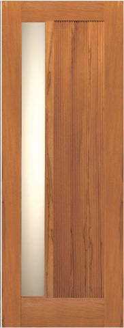 WDMA 42x80 Door (3ft6in by 6ft8in) Exterior Tropical Hardwood Single Door Modern Grooved Panel with Insulated Matte Glass 1
