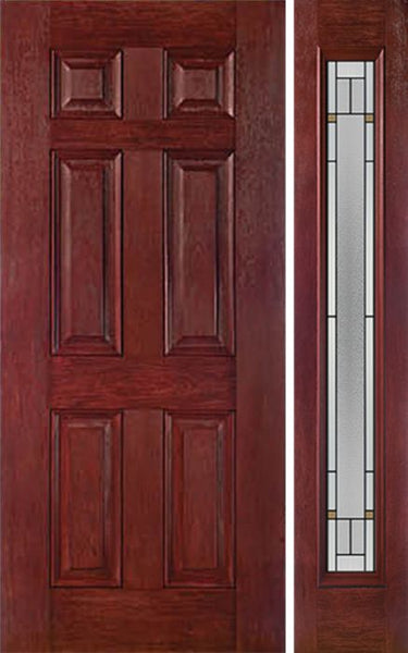 WDMA 42x80 Door (3ft6in by 6ft8in) Exterior Cherry Six Panel Single Entry Door Sidelight Full Lite TP Glass 1