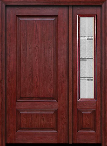 WDMA 42x80 Door (3ft6in by 6ft8in) Exterior Cherry Two Panel Single Entry Door Sidelight Crosswalk Glass 1
