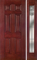 WDMA 42x80 Door (3ft6in by 6ft8in) Exterior Cherry Six Panel Single Entry Door Sidelight Full Lite KP Glass 1