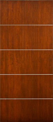 WDMA 42x80 Door (3ft6in by 6ft8in) Exterior Cherry Contemporary Lines Horizontal Aluminum Bar Single Entry Door 1