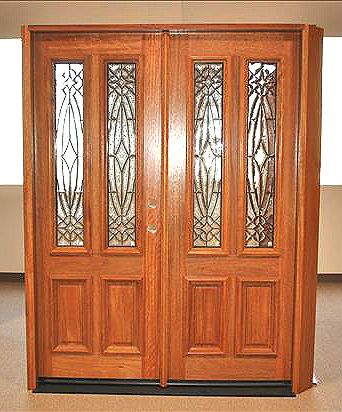 WDMA 42x80 Door (3ft6in by 6ft8in) Exterior Mahogany Single Door Twin Lite Entry Insulated Beveled Glass 4