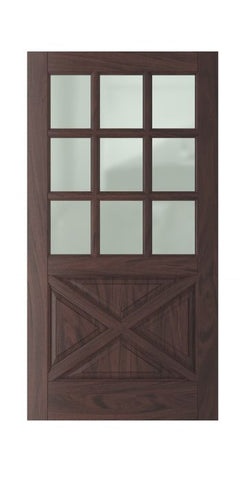 WDMA 42x84 Door (3ft6in by 7ft) Exterior Swing Mahogany Single Door Mahognay 9-Lite Crossbuck Panel 1