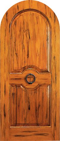 WDMA 42x96 Door (3ft6in by 8ft) Exterior Tropical Hardwood RA-410 Round Top Raised 2-Panel Rustic Hardwood Single Door 1