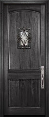 WDMA 42x96 Door (3ft6in by 8ft) Exterior Mahogany 42in x 96in Arch 2 Panel V-Grooved DoorCraft Door with Speakeasy 2