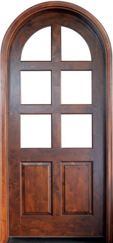 WDMA 42x96 Door (3ft6in by 8ft) Exterior Swing Knotty Alder Meadowlands 6 Lite Single Door/Round Top 2-1/4 Thick 1