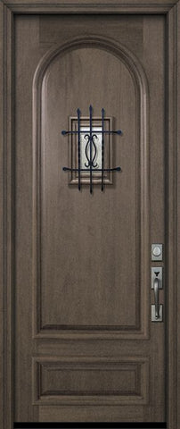 WDMA 42x96 Door (3ft6in by 8ft) Exterior Mahogany 42in x 96in Radius 2 Panel Portobello Door with Speakeasy 2