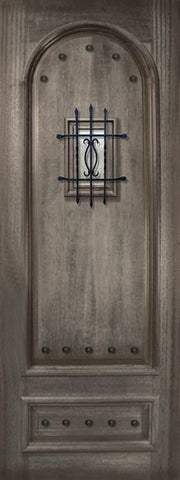 WDMA 42x96 Door (3ft6in by 8ft) Exterior Mahogany 42in x 96in Radius 2 Panel Portobello Door with Speakeasy / Clavos 1