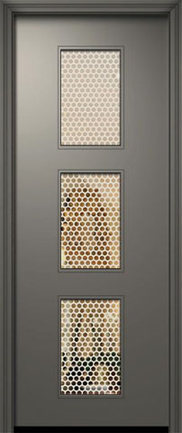WDMA 42x96 Door (3ft6in by 8ft) Exterior Smooth 42in x 96in Newport Solid Contemporary Door w/Metal Grid 1