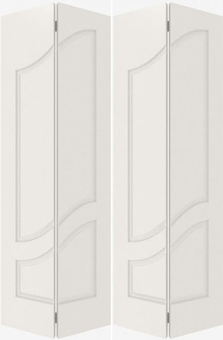 WDMA 44x80 Door (3ft8in by 6ft8in) Interior Swing Smooth 2100 MDF Pair 2 Panel Arch Panel Double Door 2