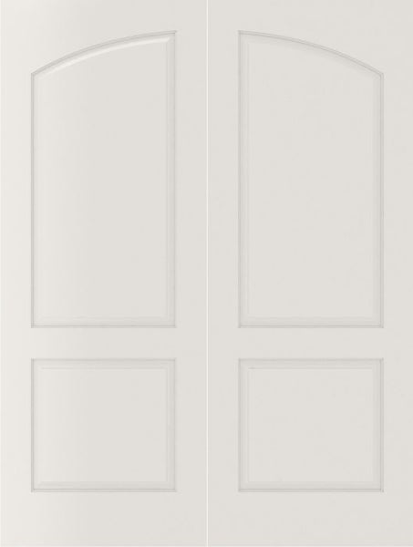 WDMA 44x80 Door (3ft8in by 6ft8in) Interior Bypass Smooth 2060 MDF Pair 2 Panel Arch Panel Double Door 1