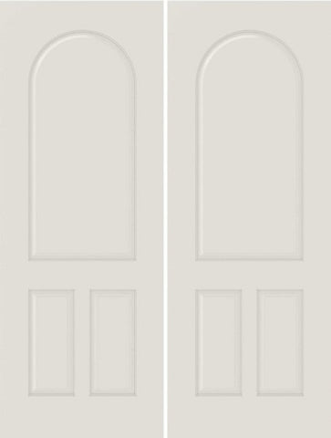 WDMA 44x80 Door (3ft8in by 6ft8in) Interior Barn Smooth 3210 MDF 3 Panel Round Panel Double Door 1