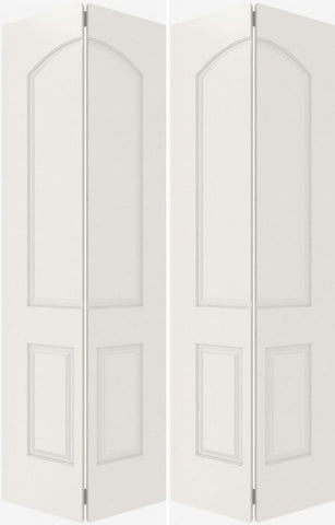 WDMA 44x80 Door (3ft8in by 6ft8in) Interior Bypass Smooth 3200 MDF 3 Panel Arch Panel Double Door 2