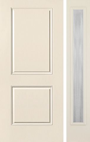 WDMA 44x80 Door (3ft8in by 6ft8in) Exterior Smooth 2 Panel Square Top Star Door 1 Side Chinchilla Full Lite 1