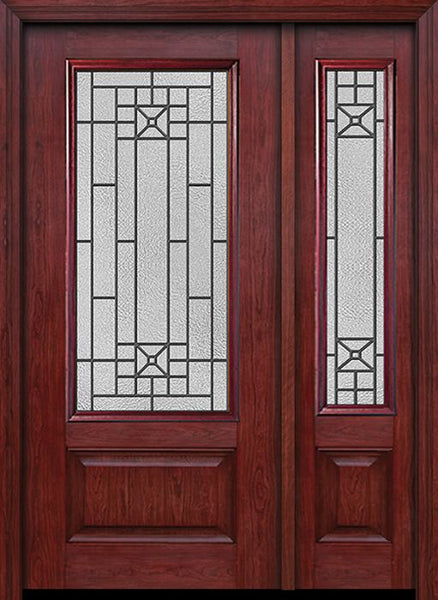 WDMA 44x80 Door (3ft8in by 6ft8in) Exterior Cherry 3/4 Lite 1 Panel Single Entry Door Sidelight Courtyard Glass 1