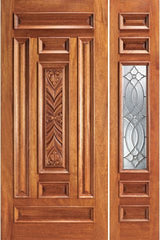 WDMA 44x80 Door (3ft8in by 6ft8in) Exterior Mahogany Prehung 1 Lite House One Sidelight Door 1
