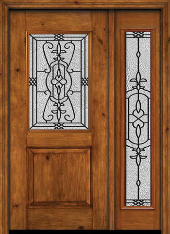 WDMA 44x80 Door (3ft8in by 6ft8in) Exterior Cherry Alder Rustic Plain Panel 1/2 Lite Single Entry Door Sidelight Full Lite Jacinto Glass 1