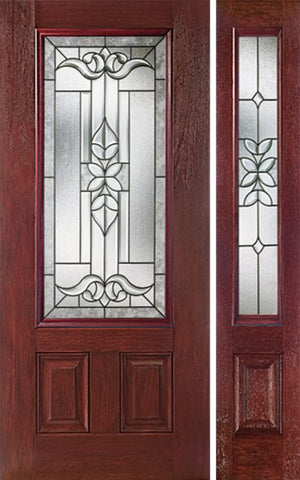 WDMA 44x80 Door (3ft8in by 6ft8in) Exterior Cherry 3/4 Lite Two Panel Single Entry Door Sidelight CD Glass 1