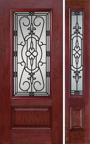 WDMA 44x80 Door (3ft8in by 6ft8in) Exterior Cherry 3/4 Lite 1 Panel Single Entry Door Sidelight JA Glass 1