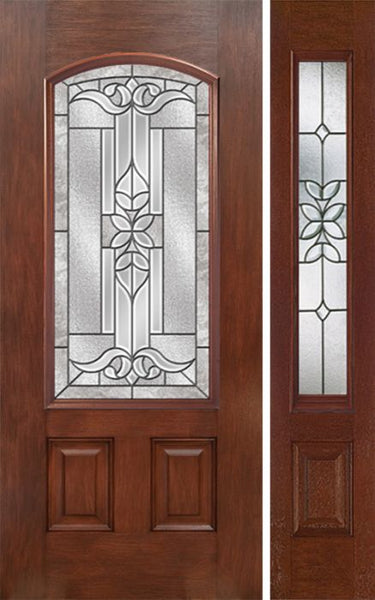 WDMA 44x80 Door (3ft8in by 6ft8in) Exterior Mahogany Camber 3/4 Lite Single Entry Door Sidelight CD Glass 1