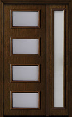 WDMA 44x96 Door (3ft8in by 8ft) Exterior Cherry 96in Contemporary Four Lite Single Fiberglass Entry Door Sidelight 1