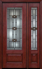 WDMA 44x96 Door (3ft8in by 8ft) Exterior Cherry 96in 3/4 Lite Single Entry Door Sidelight Mission Ridge Glass 1