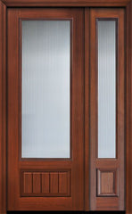 WDMA 44x96 Door (3ft8in by 8ft) Patio Cherry 96in 3/4 Lite Privacy Glass V-Grooved Panel Door /1side 1